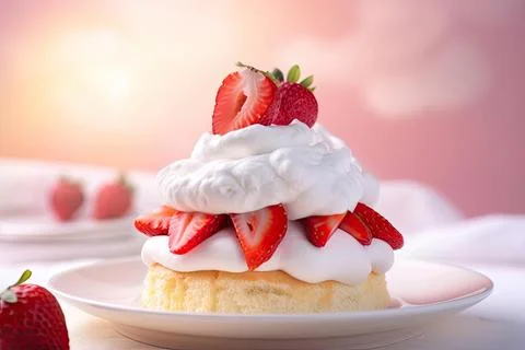 Summery Strawberry Shortcake Stockfoto's