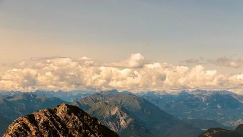 On the summit of an alpine peak Stock Photos