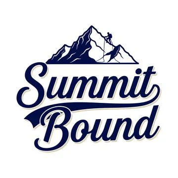 Summit Bound logo with mountain and climber design tshirt design Stock Illustration