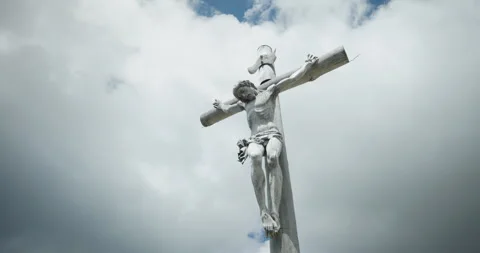 Summit cross on the Seceda peak on a cloudy day in the Dolomites, Italy Video stock 251658473