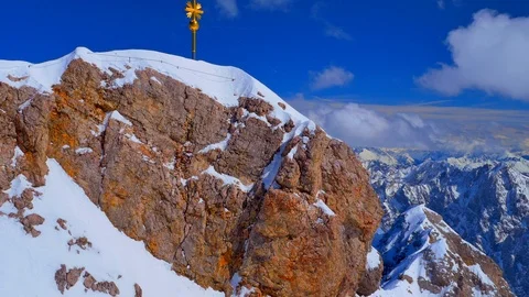 Summit cross on the Zugspitze Video stock 88433628