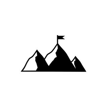 Summit flag representing victory and goal attainment. Illustrazione stock