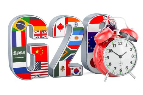 Summit G20 with alarm clock, 3D rendering Stock Illustration