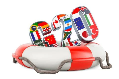 Summit G20 with lifebelt, 3D rendering Stock Illustration