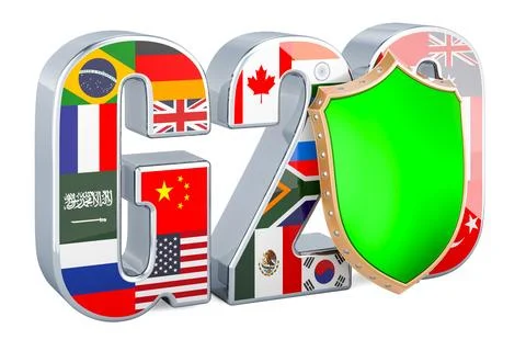 Summit G20 with shield, 3D rendering Stock Illustration