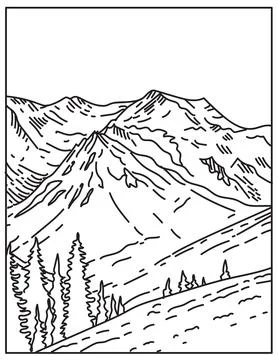 Summit of Glacier-Clad Mount Olympus in Olympic National Park Located in Wash 스톡 일러스트