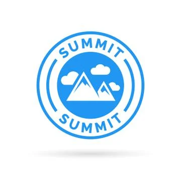 Summit icon with mountain peak symbol stamp. Stock Illustration