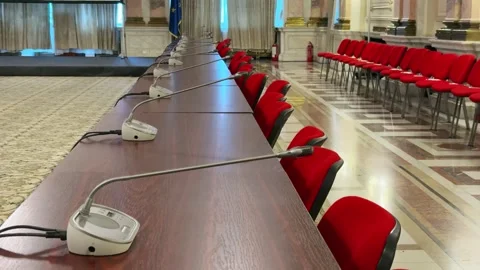 Summit Interior Parliament Romania Bucharest Conference Room Stock-Footage 336976339