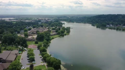 Summit Lake Aerial Shot Stock Footage 237240920