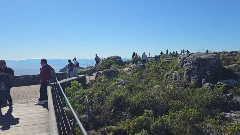 Summit Lookout Deck, Table Mountain, Cape Town, South Africa 8K Stock Footage 347934291