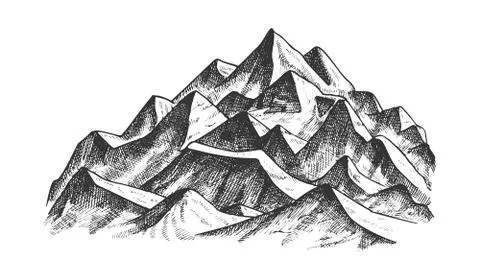 Summit Of Mountain Landscape Ink Texture Vector Illustrazione stock