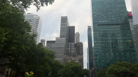 SUMMIT One Vanderbilt &amp; other skyscrapers tower over Bryant Park - Manhattan Stock Footage 203919682