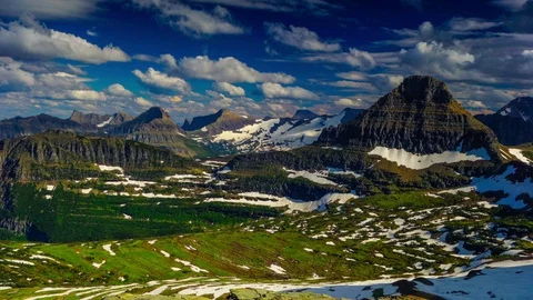 Summit Peaks Galcier Range Rotation 180 degrees Time Lapse FULL HD Stock Footage 128188476
