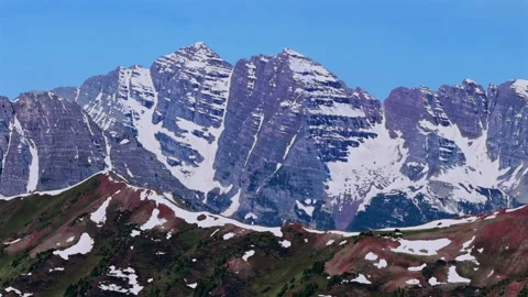 Summit of Pyramid Peak Maroon peak North Maroon Bells Wilderness aerial drone Stock Footage 316701474