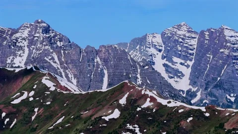 Summit of Pyramid Peak Maroon peak North Maroon Bells Wilderness aerial drone Stock Footage 316702216