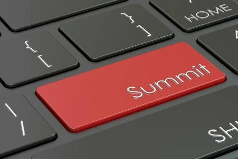 Summit, red hot key on the keyboard , 3D rendering Illustrazione stock