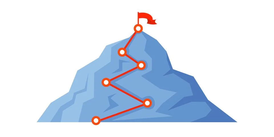 Summit roadmap with steps to reach goals 스톡 일러스트