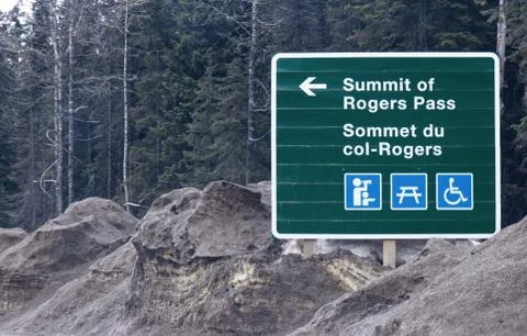 Summit of Rogers Pass on Trans-Canada Highway Stock Photos