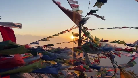Summit Tibetan flags Video stock 294587822