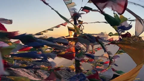 Summit Tibetan flags Video stock 294587846