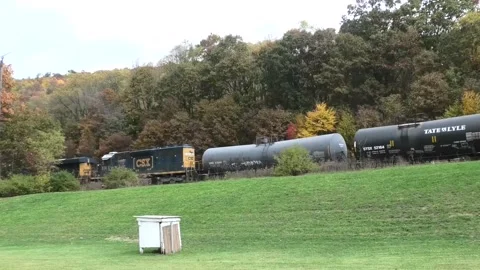 Summit Township, United States-October 10, 2020: A Freight Train, Diesel Engines Stock Footage 141016448