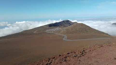 Summit view and clouds at Haleakala Volcano Crater National Park,Maui,Hawaii,USA Stock Footage 119649774