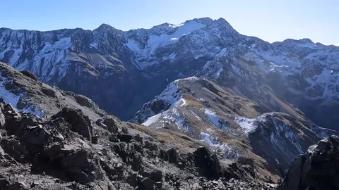 Summit View from Avalanche Peak in Arthur's Pass National Park, New Zealand.. Video stock 286766883