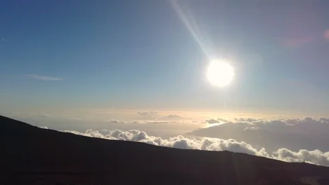 Summit view with setting sun at Haleakala Volcano Crater,Maui,Hawaii,USA Stock Footage 119653852