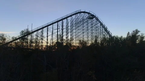 Summiting Derelict Roller Coaster At Dawn Revealing Astonishing Abandoned The Vídeos de archivo 104949966