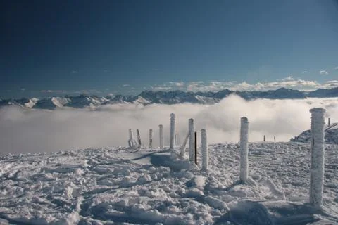 Summits over high fog Stock Photos