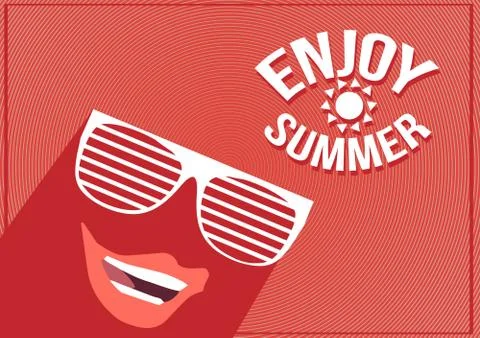 Summmer Sunglasses Concept Flat Design - Vector Illustration Stock Illustration