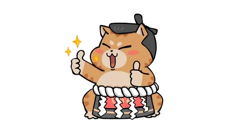Sumo Cat Animation on White Background - Perfect for Presentations Stock Footage 282777110