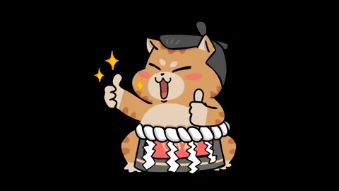 Sumo Cat Approval Animation - Transparent Background Stock Footage 282777120