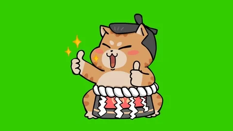 Sumo Cat Approval Gesture - Green Screen for Easy Editing Stock Footage 282777100