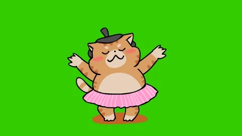 Sumo Cat Ballet Dance - Green Screen Stock Footage 282777212