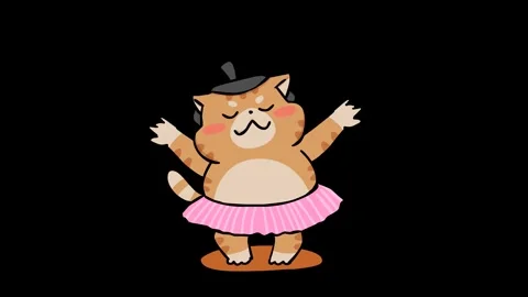 Sumo Cat Ballet Dance - Transparent Background Stock Footage 282777214