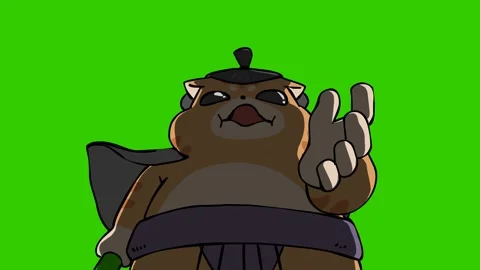 Sumo Cat Combat Animation -  Green Screen Stock Footage 282777085