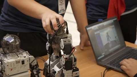 Sumo robot programming for ring fight Stock Footage 255643250