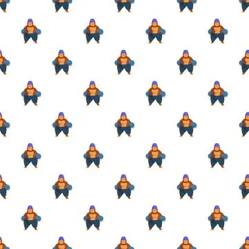Sumo wrestler character standing in a repeating pattern Stock Illustration