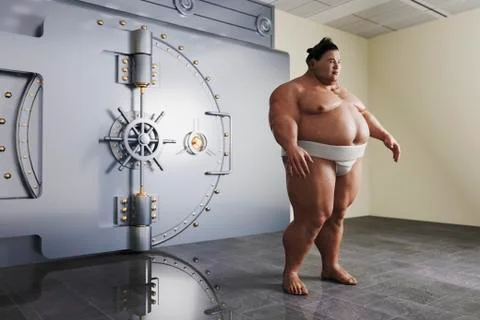 Sumo wrestler guarding vault Ilustración de archivo