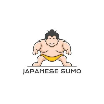 Sumo wrestler Logo. Fat, overweight man. Japanese Traditional sport logo desi Illustrazione stock