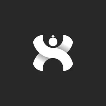Sumo wrestler logo, silhouette fat man sport icon Stock Illustration