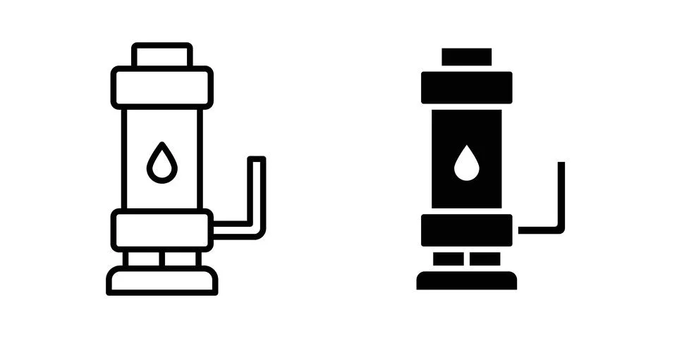 Sump pump icon solid, line, and editable vector set. Stock Illustration