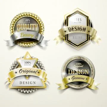 Sumptuous golden labels design Stock Illustration