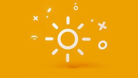 Sun 3d icon on a simple yellow background 4k Stock Illustration