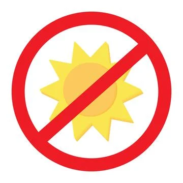 Sun in 3d style under the prohibition sign. Sticker. Icon. Isolate. Seasons Illustrazione stock