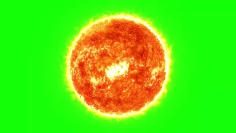 Sun 4k, Sun Solar Atmosphere isolated on Green background, Close-up of sun again Video stock 125761273