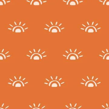 Sun 70s summer seamless pattern Stock Illustration