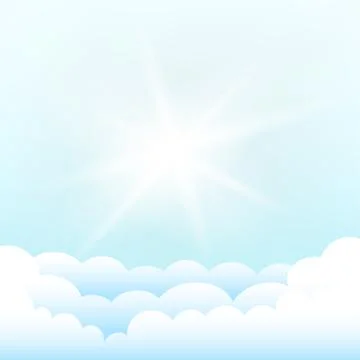 Sun above the clouds blue sky Stock Illustration