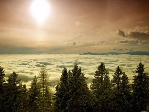 Sun above clouds Stock Photos